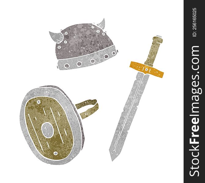 Retro Cartoon Medieval Warrior Objects