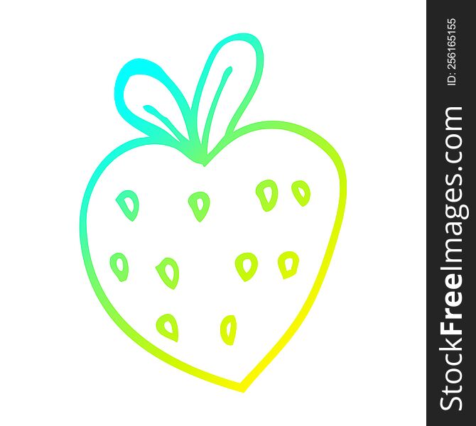 cold gradient line drawing of a cartoon strawberry fr