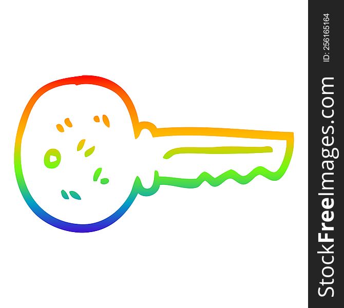 Rainbow Gradient Line Drawing Cartoon Metal Key