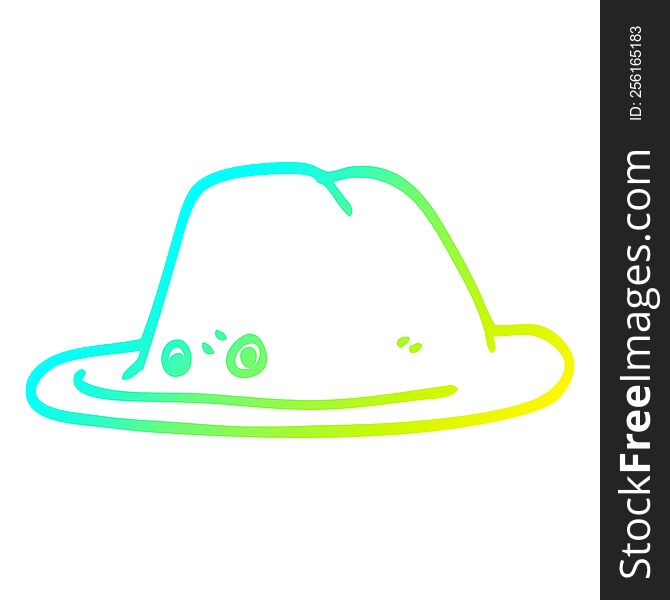 Cold Gradient Line Drawing Cartoon Hat