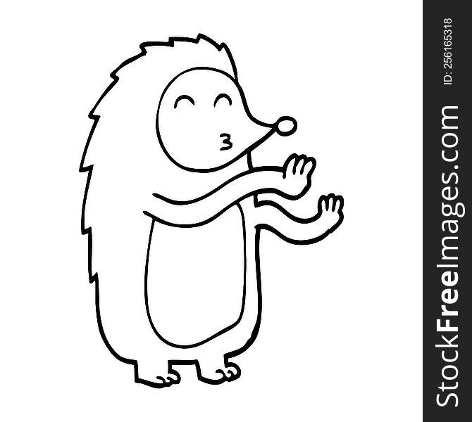 Line Drawing Cartoon Dancing Hedgehog