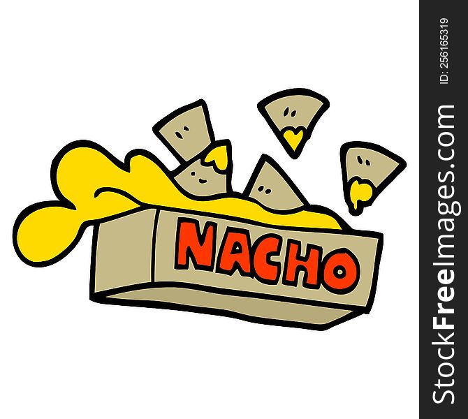 Hand Drawn Doodle Style Cartoon Nacho Box