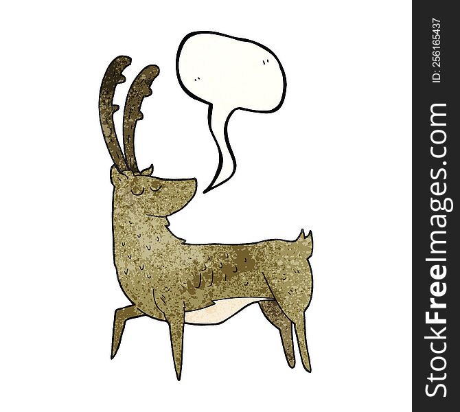 freehand speech bubble textured cartoon manly stag