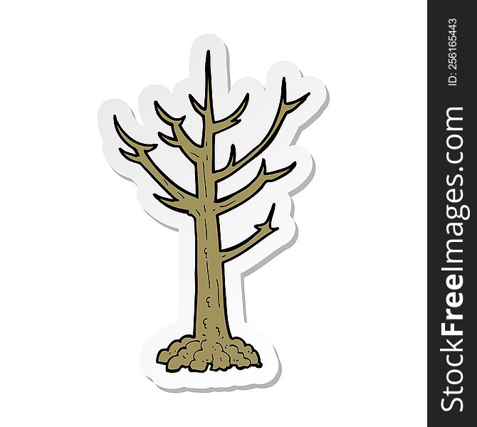 Sticker Of A Cartoon Naked Tree