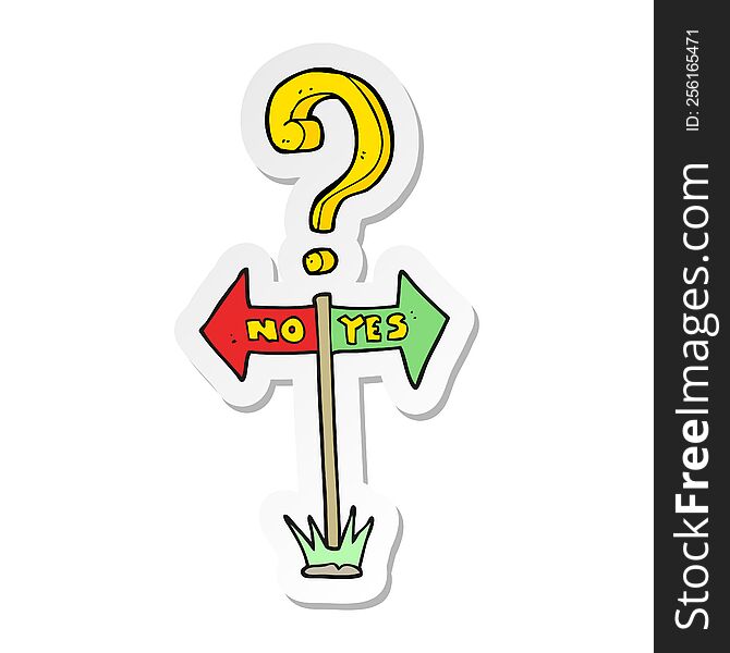 sticker of a cartoon yes and no sign