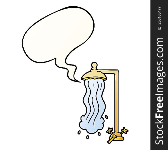 cartoon shower with speech bubble in smooth gradient style