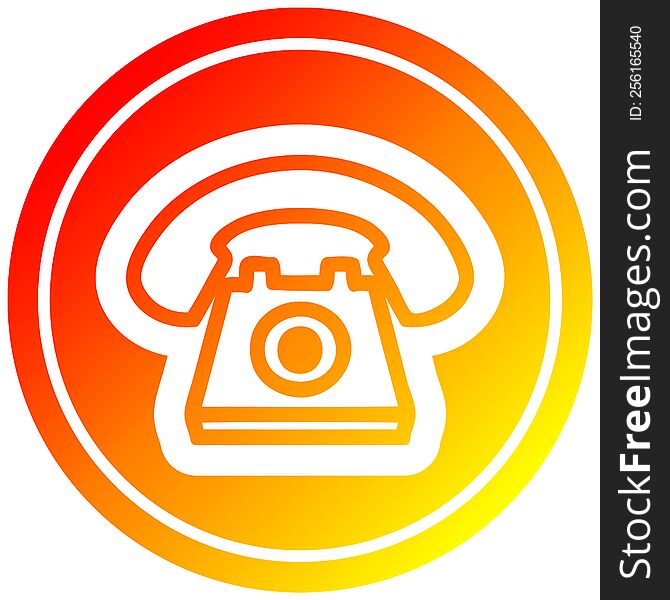 old telephone circular icon with warm gradient finish. old telephone circular icon with warm gradient finish