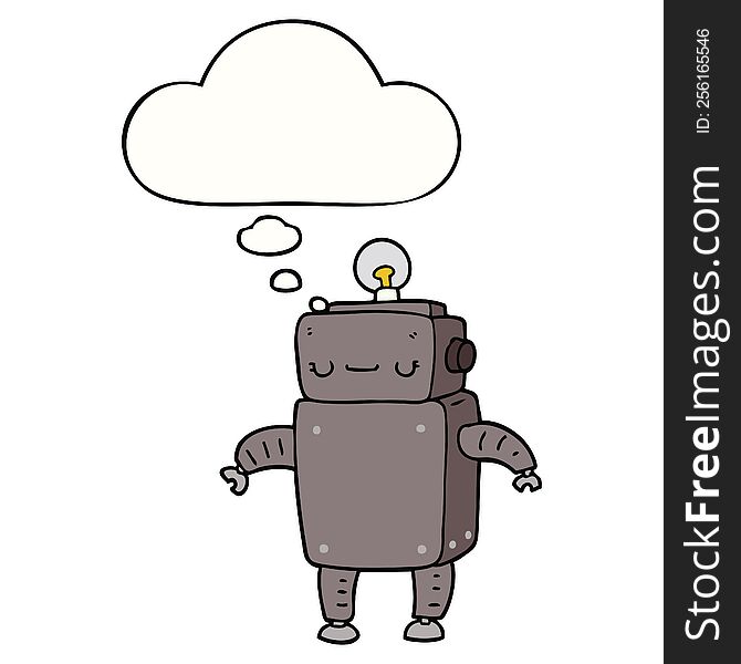 Cartoon Robot And Thought Bubble
