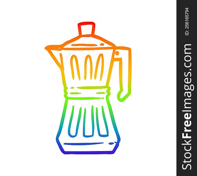 rainbow gradient line drawing of a espresso maker