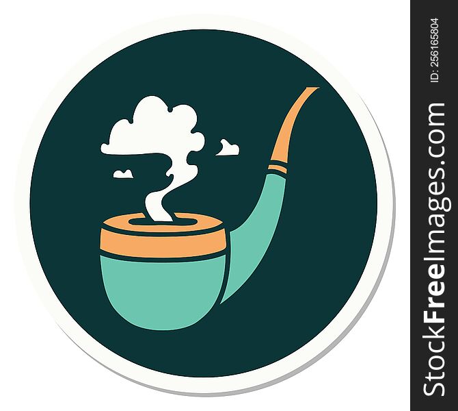 sticker of tattoo in traditional style of a smokers pipe. sticker of tattoo in traditional style of a smokers pipe