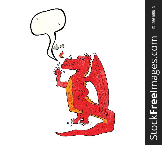 Speech Bubble Textured Cartoon Happy Dragon