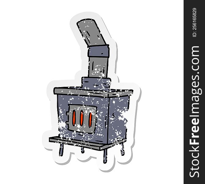 hand drawn distressed sticker cartoon doodle of a house furnace