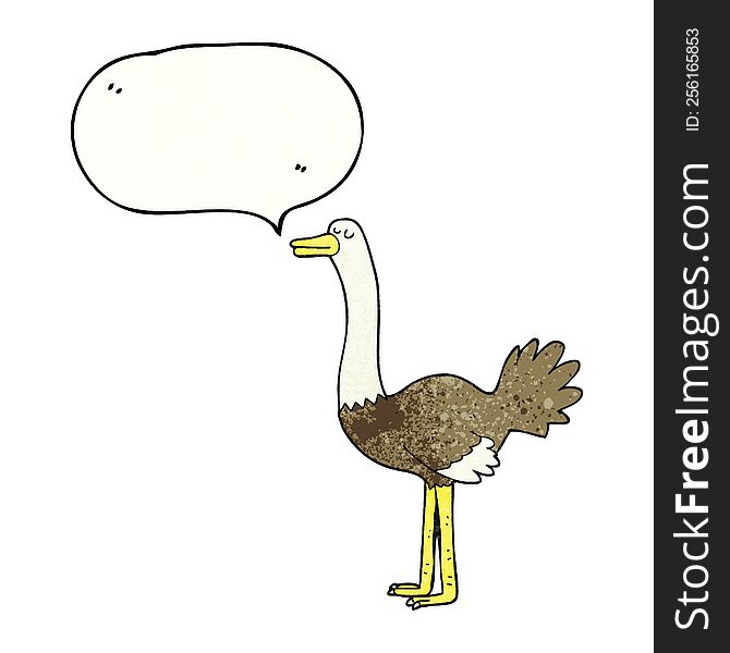 freehand speech bubble textured cartoon ostrich