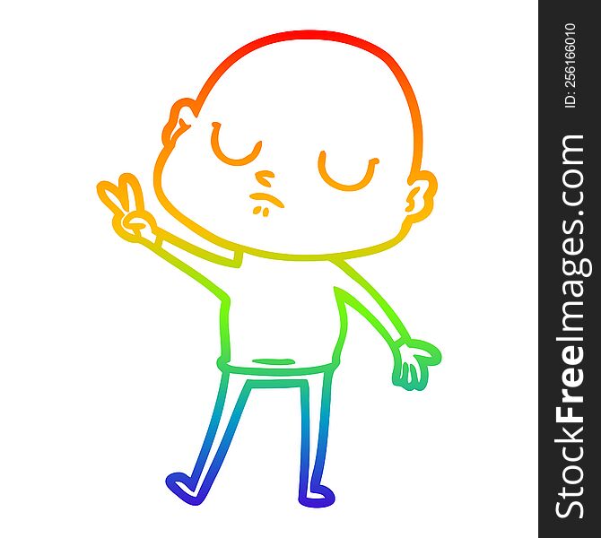 rainbow gradient line drawing of a cartoon bald man