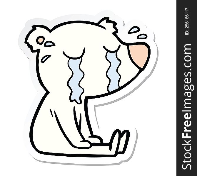 Sticker Of A Cartoon Crying Sitting Polar Bear