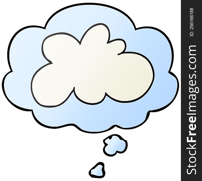cartoon decorative cloud symbol with thought bubble in smooth gradient style