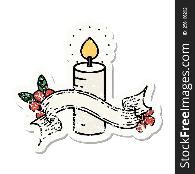Grunge Sticker With Banner Of A Candle