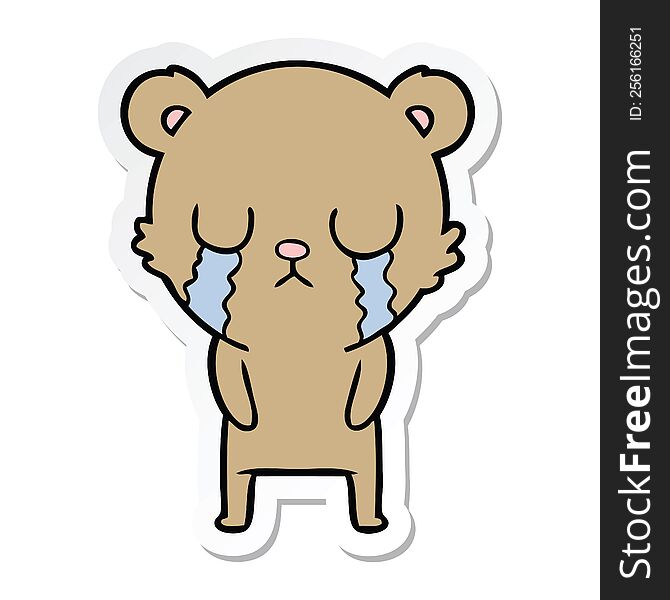 Sticker Of A Cartoon Bear Crying
