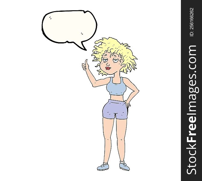 Speech Bubble Cartoon Tired Gym Woman
