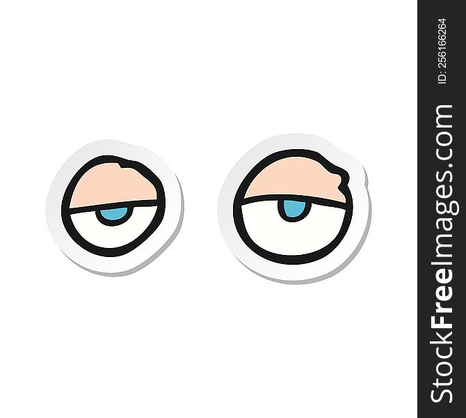 Sticker Of A Cartoon Tired Eyes