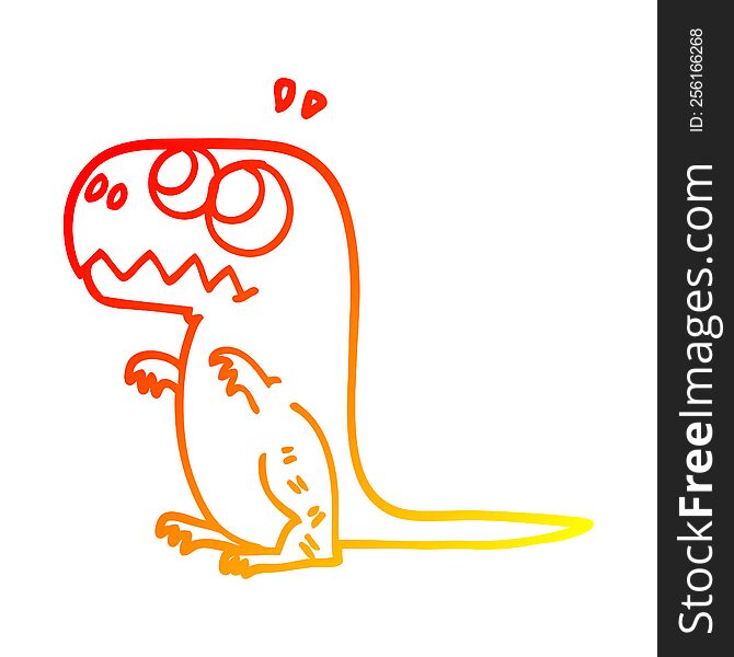 Warm Gradient Line Drawing Cartoon Prehistoric Dinosaur