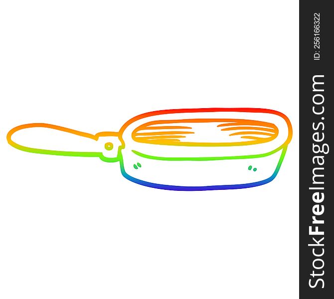 rainbow gradient line drawing of a cartoon frying pan