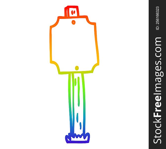 rainbow gradient line drawing of a cartoon blank sign post