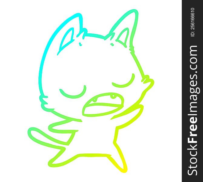 cold gradient line drawing talking cat cartoon