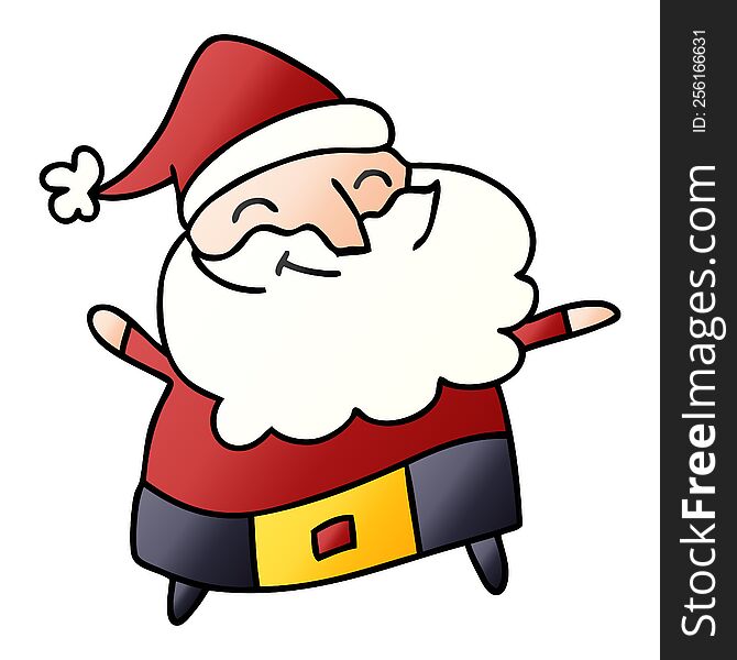 Gradient Cartoon Of A Jolly Father Christmas