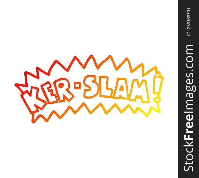 warm gradient line drawing of a cartoon words ker slam