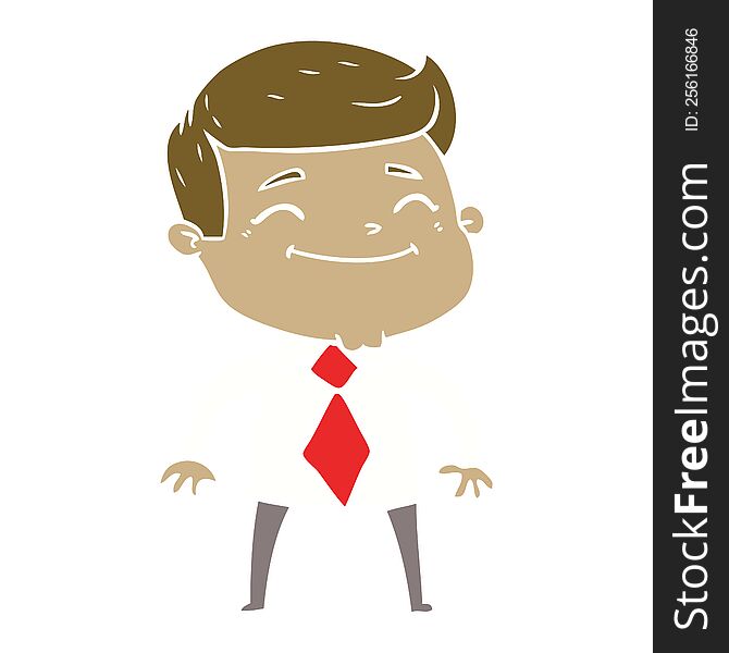 happy flat color style cartoon businessman