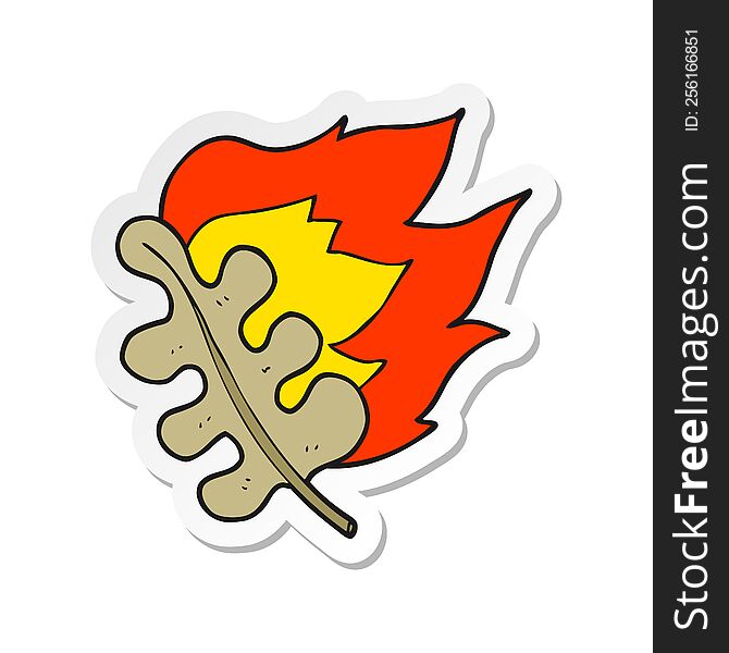 Sticker Of A Cartoon Burning Dry Leaf