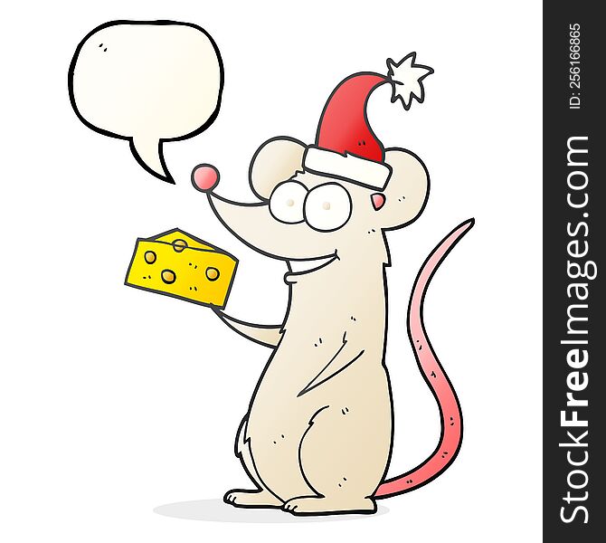 Speech Bubble Cartoon Christmas Mouse