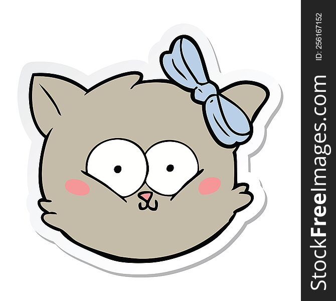 sticker of a cute cartoon kitten face