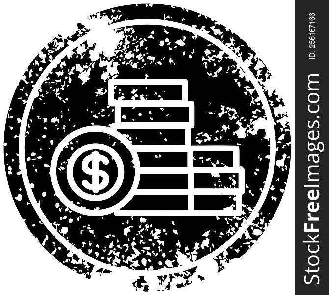 stacked money distressed icon symbol