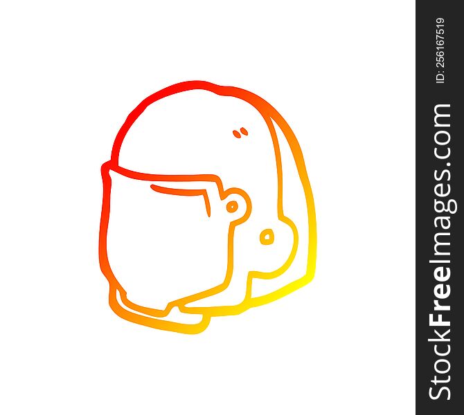 warm gradient line drawing of a cartoon space helmet