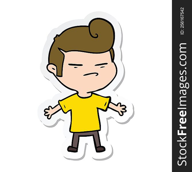 Sticker Of A Cartoon Cool Guy With Fashion Hair Cut