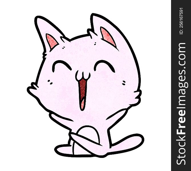 happy cartoon cat meowing. happy cartoon cat meowing