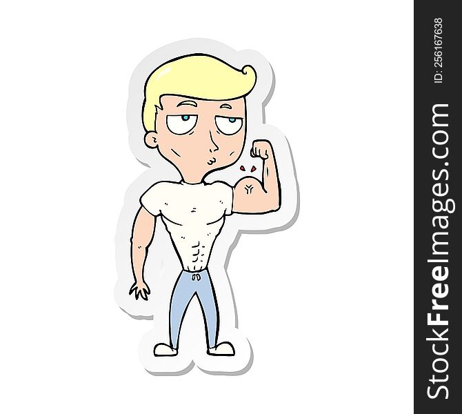 Sticker Of A Cartoon Gym Man