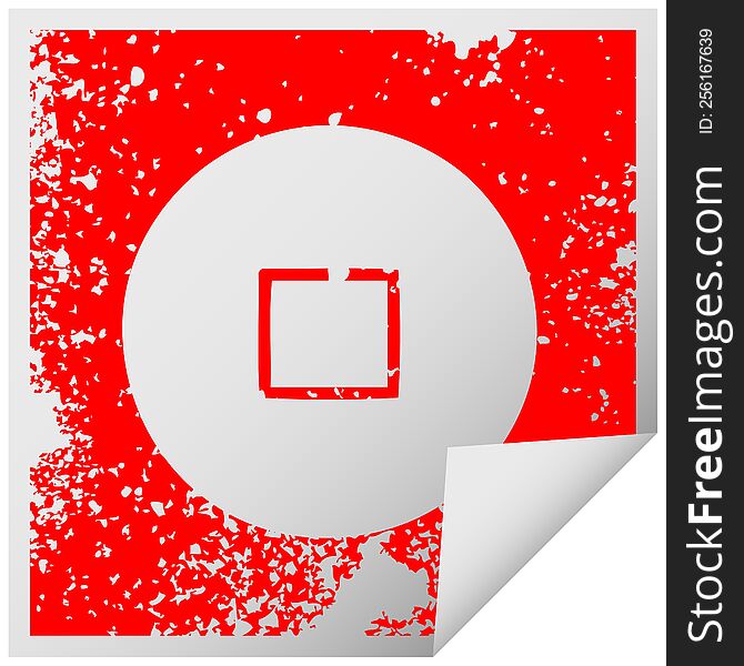 Distressed Square Peeling Sticker Symbol Stop Button