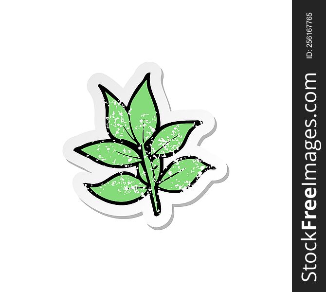 Retro Distressed Sticker Of A Cartoon Leaves