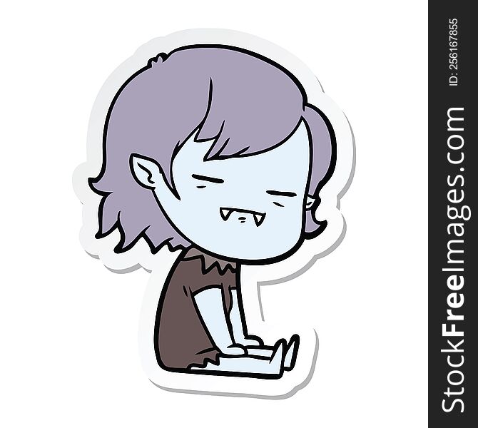 sticker of a cartoon undead vampire girl sitting