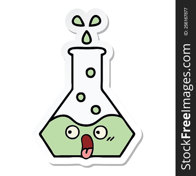 sticker of a cute cartoon science beaker