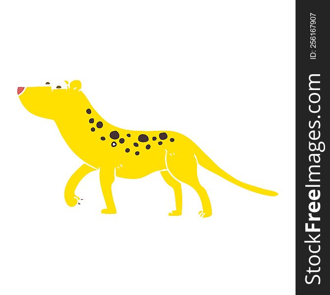 Flat Color Illustration Of A Cartoon Leopard