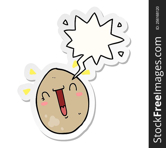 Cartoon Happy Egg And Speech Bubble Sticker