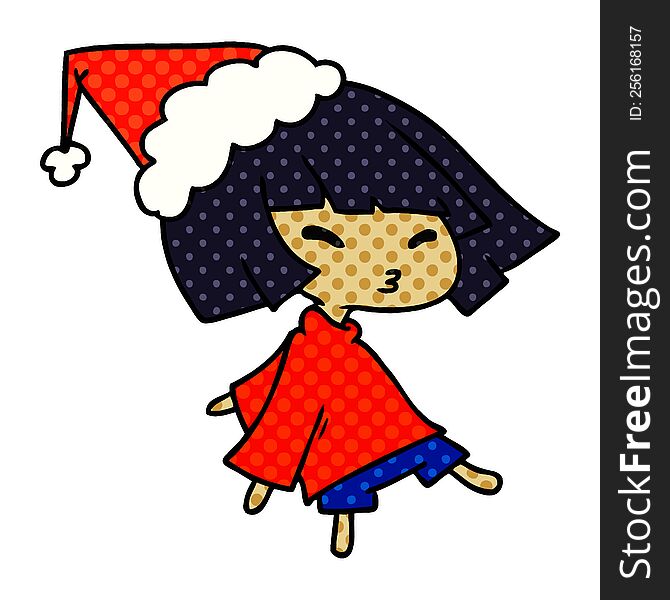hand drawn christmas cartoon of kawaii girl