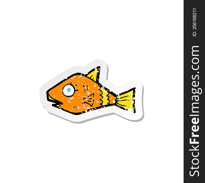 Retro Distressed Sticker Of A Cartoon Fish