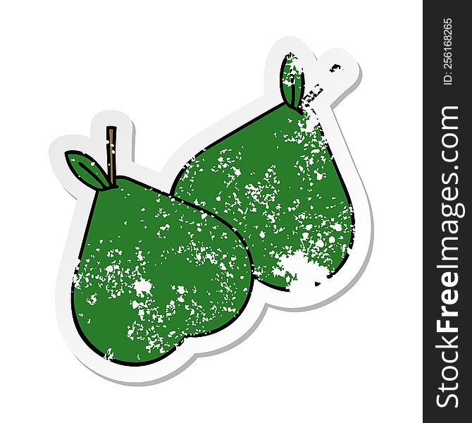 distressed sticker of a cute cartoon pears