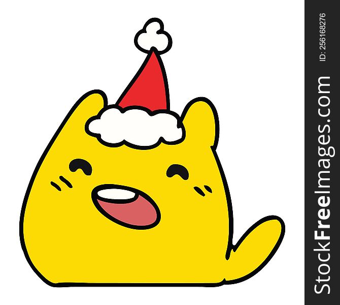 christmas cartoon of kawaii cat