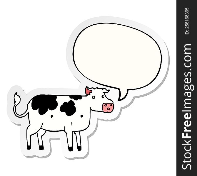 Cartoon Cow And Speech Bubble Sticker